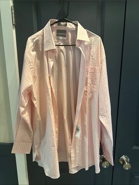 John W. Nordstrom Pink Windowpane Button-Down Shirt. NWT.